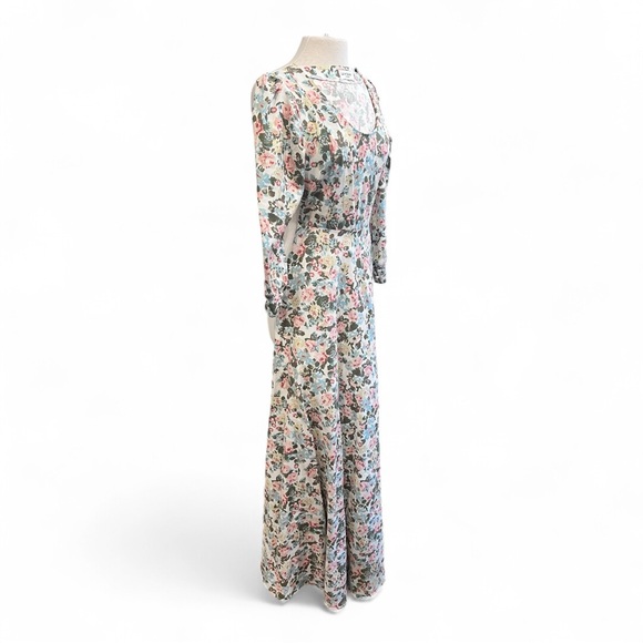 Lumieres Vintage Maxi Denim Floral Classic Dress Gown - Picture 3 of 6